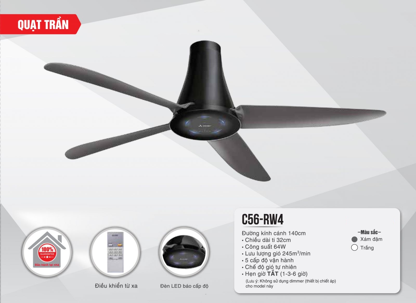 Quạt trần Mitsubishi C56-RA4 (CY-GY)