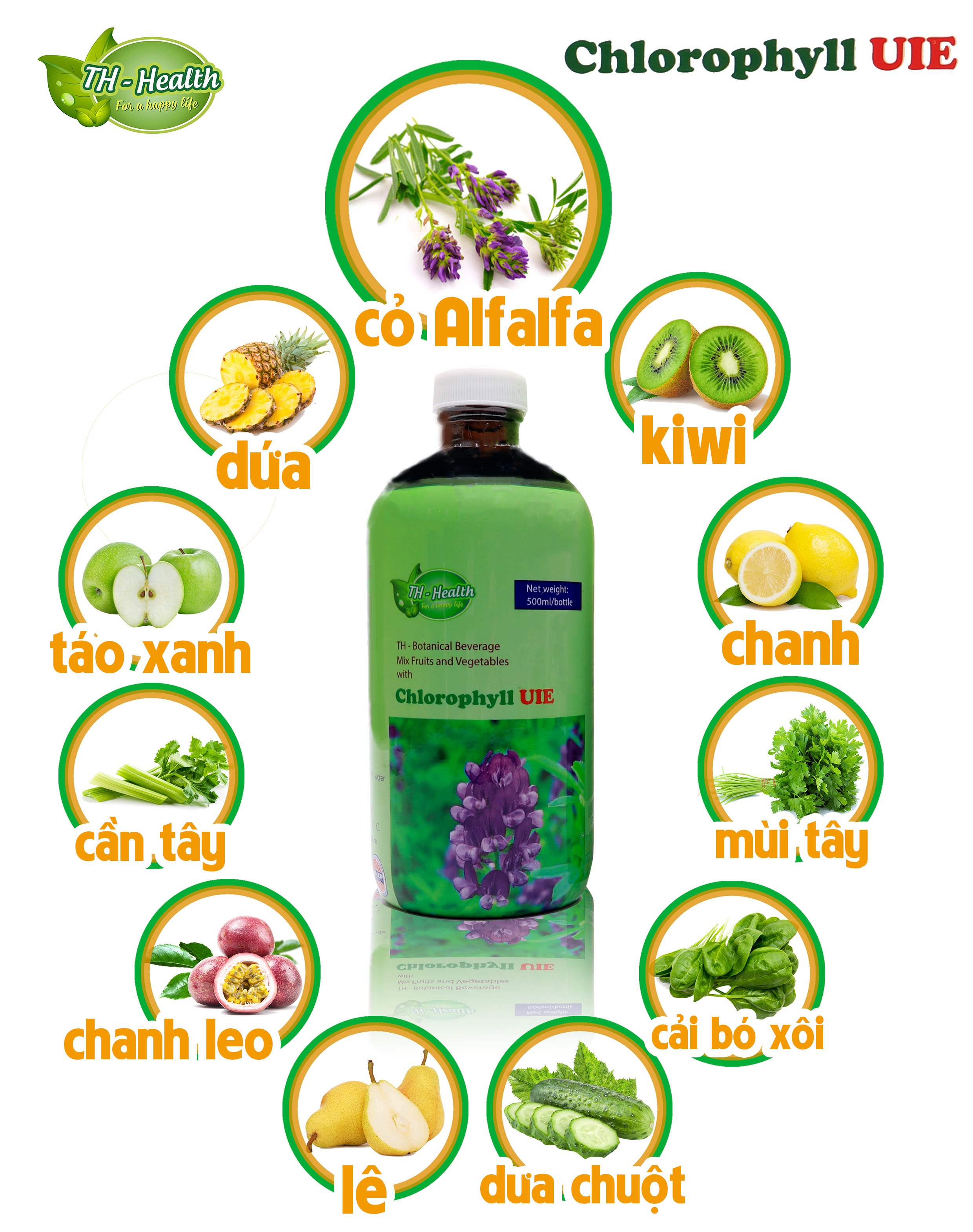 Thực phẩm bảo vệ sức khỏe TH-Chlorophyll UIE Plus - Chai 500ml