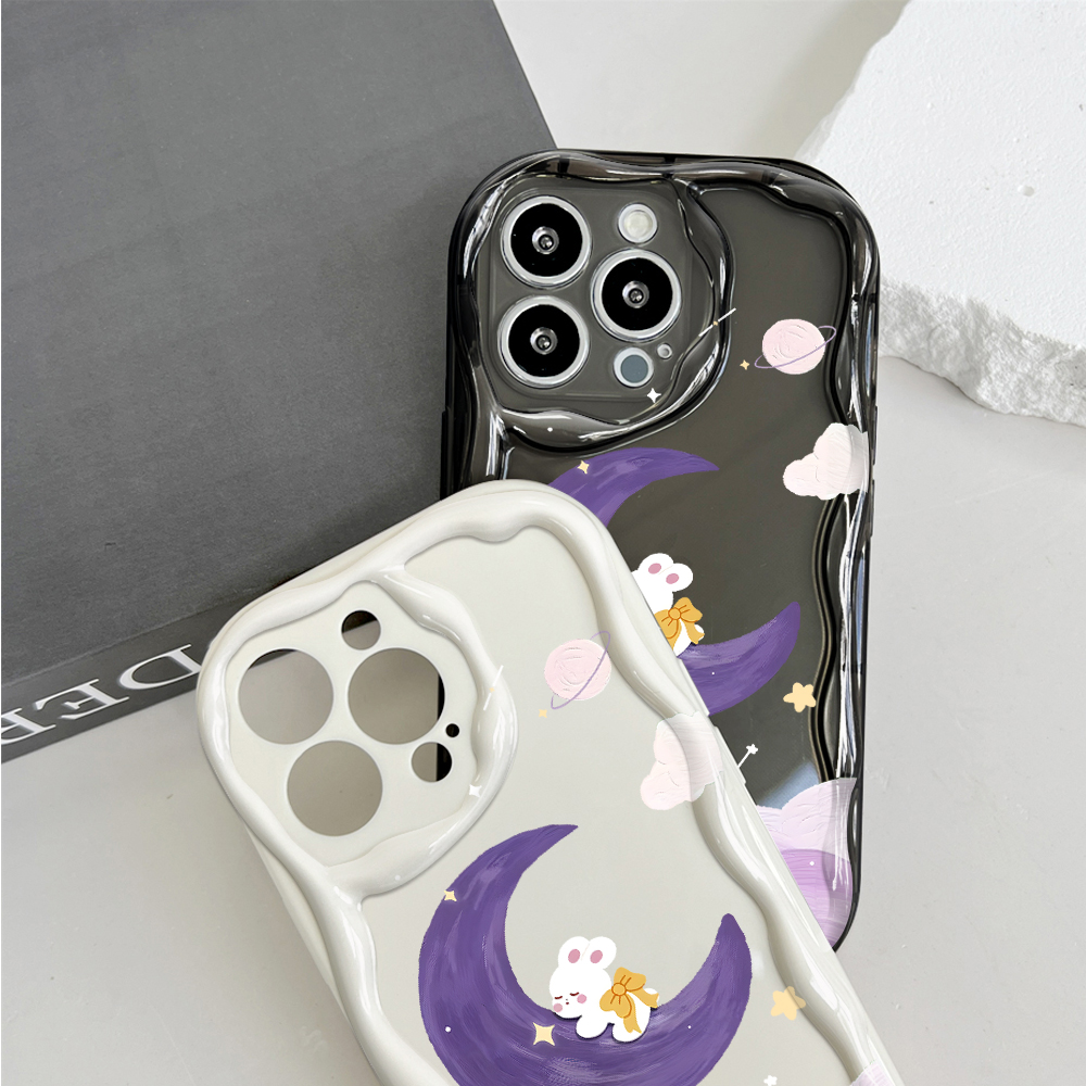 Hontinga for Samsung J7 Prime Back Cover Purple Moon Clouds Phone Case Texture Wavy Edge Soft Mobile Cover. 