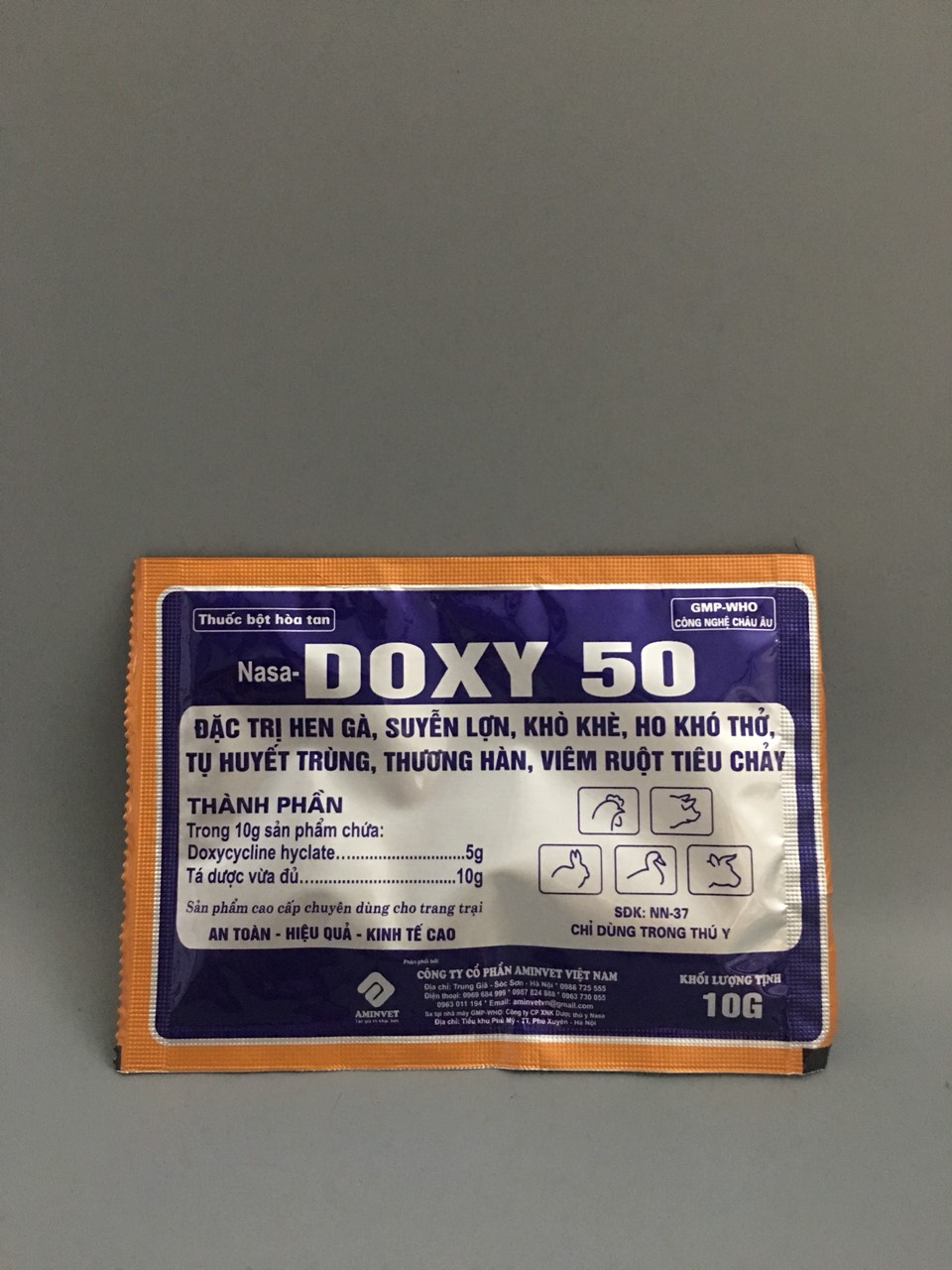 Combo hen khẹc cho gà, vịt, chim (10gam/gói) doxy 50 + brom