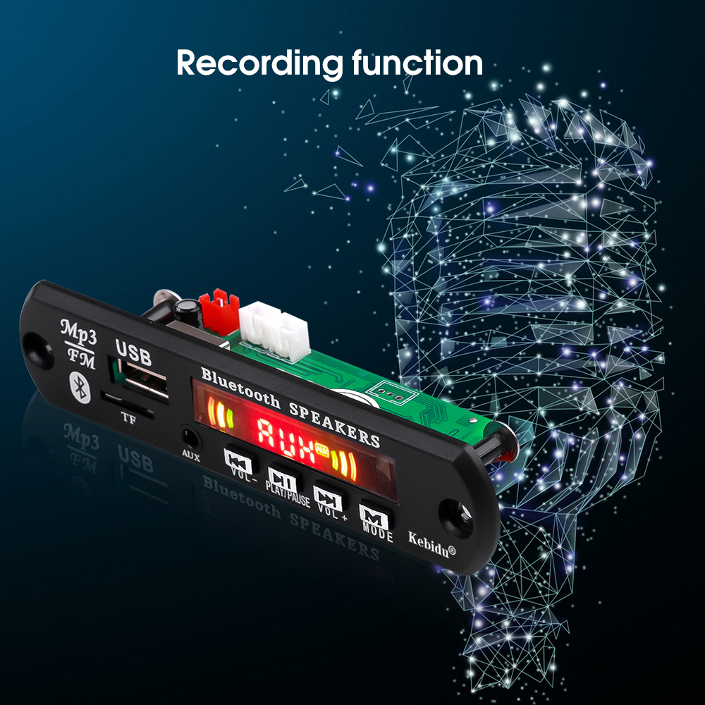 Kebidumei Wireless Bluetooth 5.0 MP3 WMA Decoder Board DC 5V 12V USB TF Radio Audio Module For Car Radio Audio Speaker