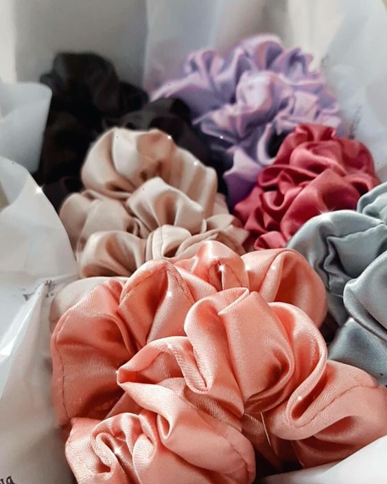 Dây cột tóc vải scrunchies lụa cao cấp màu da pastel, nude, nhiều size