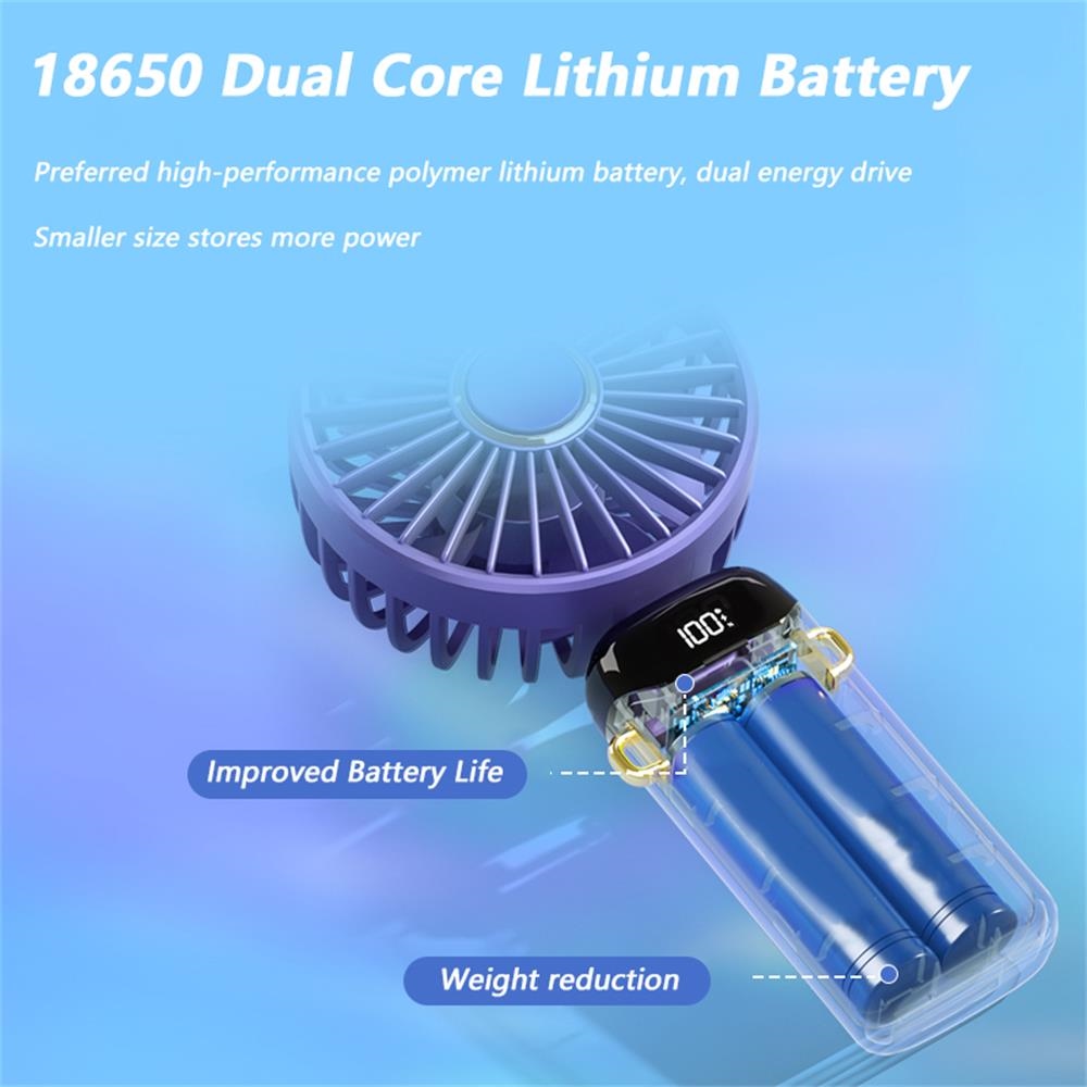 【CC】♞▼㍿  2023 New Portable Display Handheld Fan Office Desktop Multifunctional Folding Headed Small Electric With A Neck