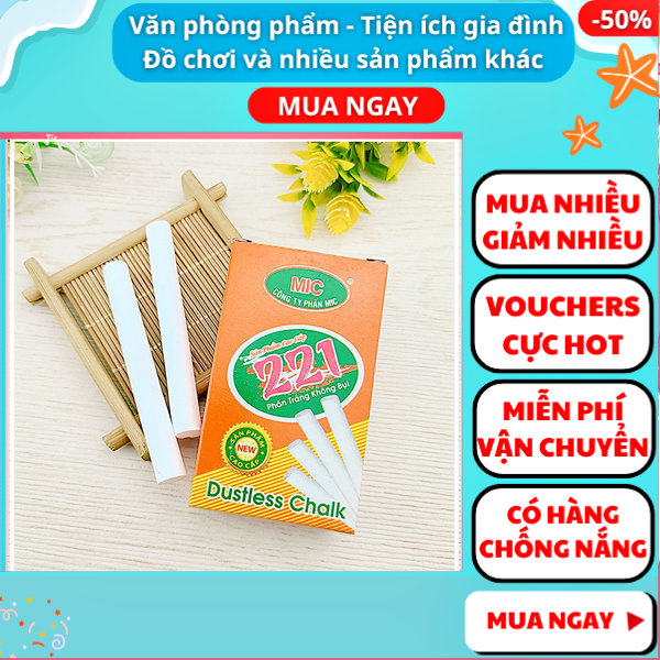 Combo 2 Hộp phấn trắng viết bảng không bụi MIC cao cấp - đồ dùng học tập - Nguyễn Thùy Store