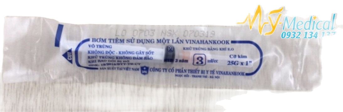 Bơm tiêm sử dụng 1 lần 3ml/cc Vinahankook