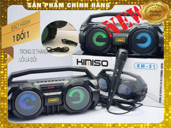 Loa super bass karaoke bluetooth kimiso km-s1 - loa xách tay kimiso pin cực khủng âm lượng lớn , mic hát dài loa bluetooth 5.0