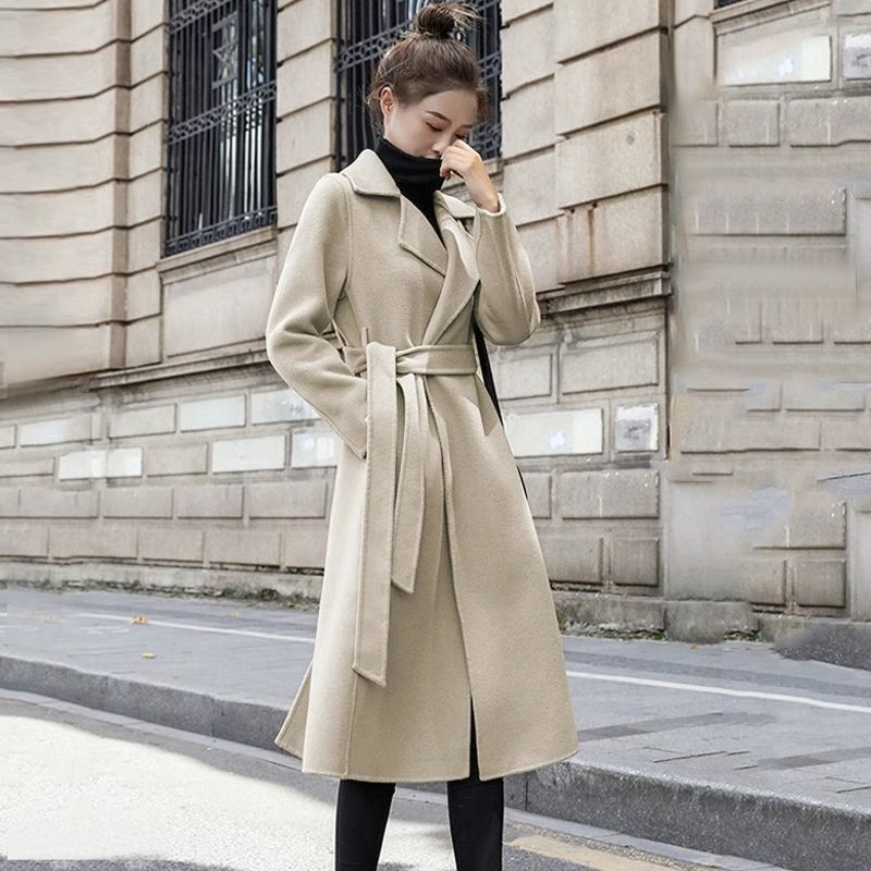 Khí chất Áo khoác len dài trung bình mùa đông nữ áo khoác ấm tay áo dài rộng