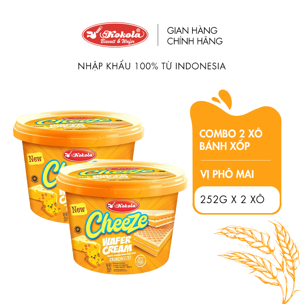 Combo 2 Bánh Xốp xô vị Phô Mai KOKOLA 252g