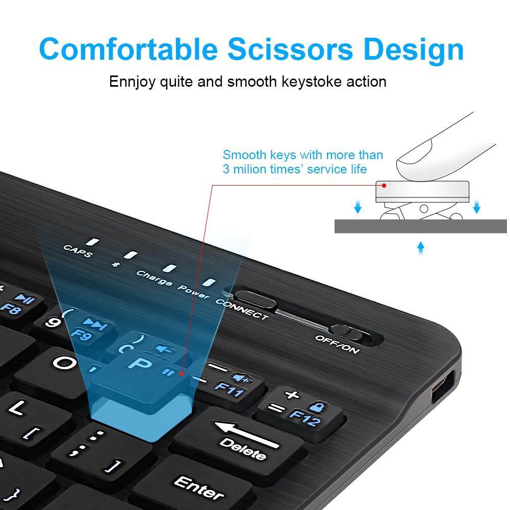 Kebidumei Bàn Phím Không Dây Bàn Phím Bluetooth Bàn Phím Máy Tính Bảng Có Thể Sạc Lại Cho Điện Thoại Hỗ Trợ Android Windows