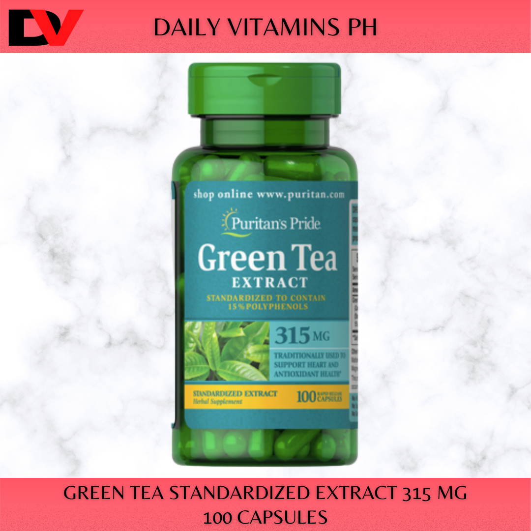 Puritan's Pride Green Tea Standardized Extract 315 mg 100 Capsules Antioxidant and Weight Loss