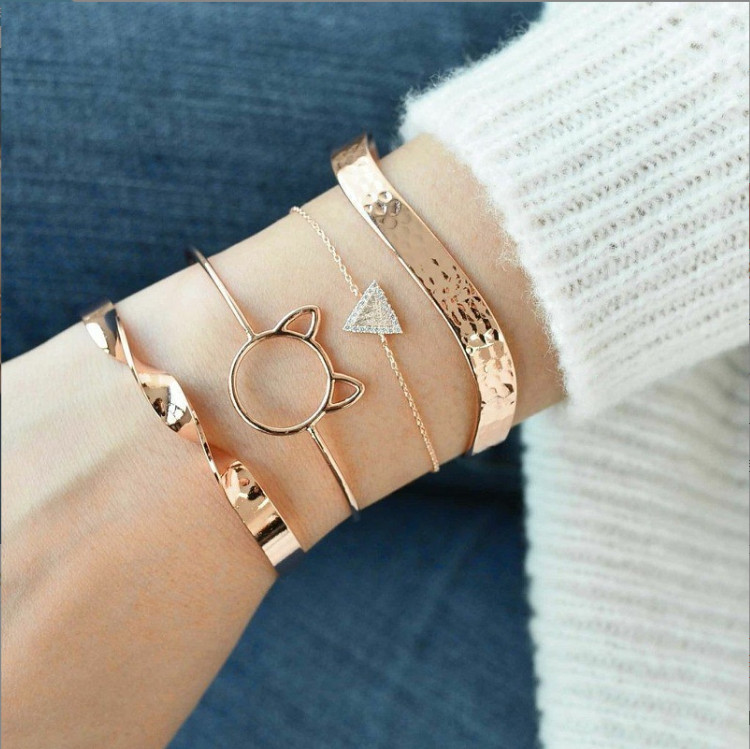 Bộ 4 vòng tay mạ vàng mix mẫu cá tính bag u s4vong35