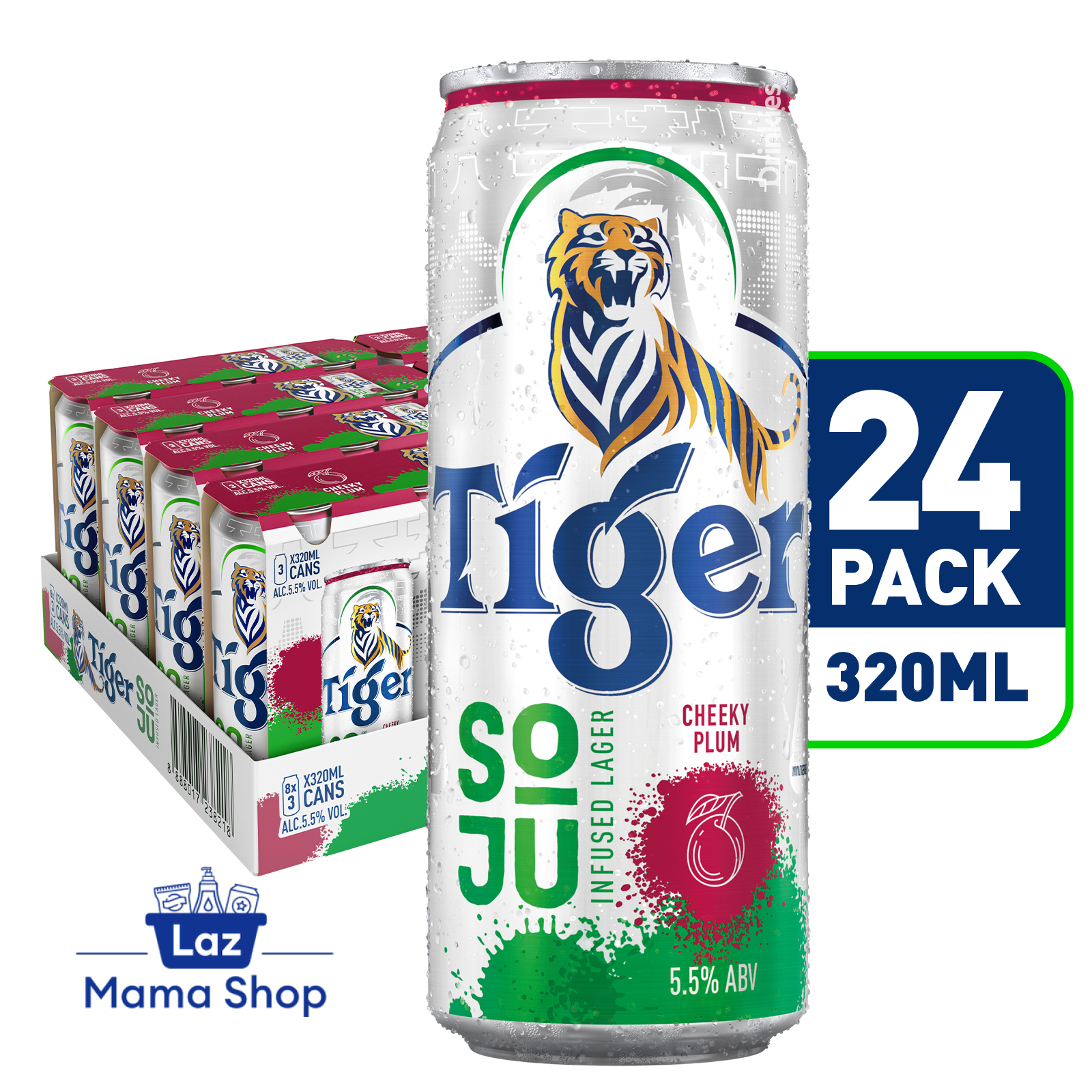 Tiger Soju Infused Lager Cheeky Plum Can - 24 x 320ML