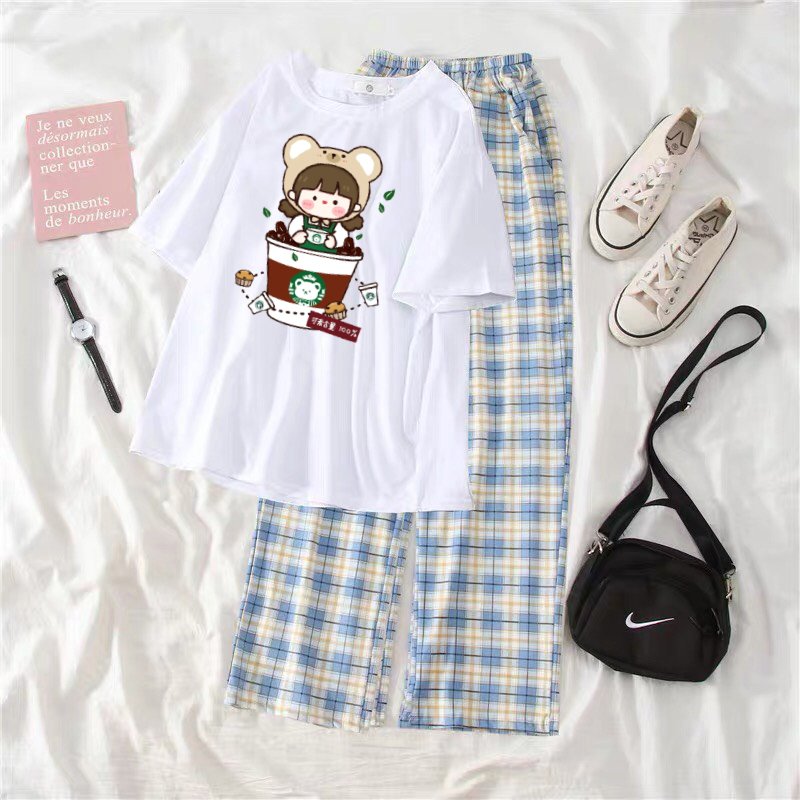SET CÔ GÁI MIX QUẦN KẺ