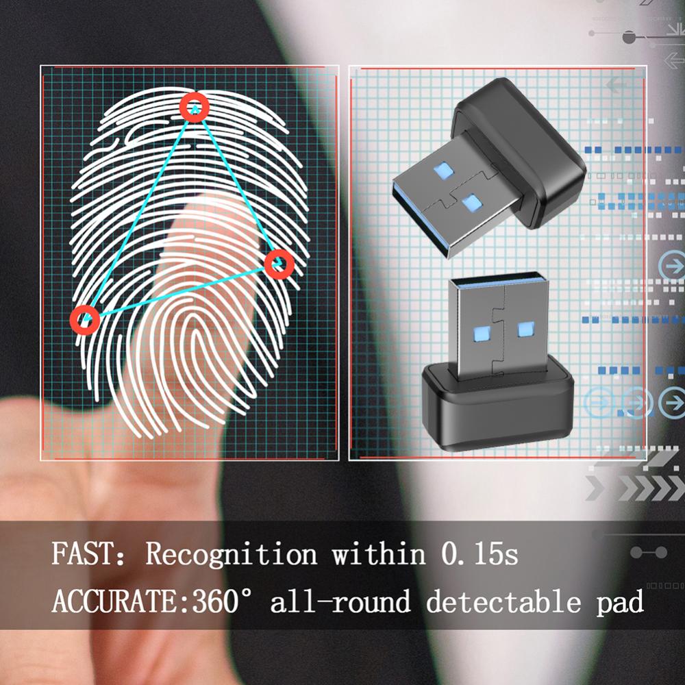 USB Fingerprint Key Reader FIDO U2F Biometric Mini Security Key Dongle Windows Hello Speedy Matching Security Key for PC
