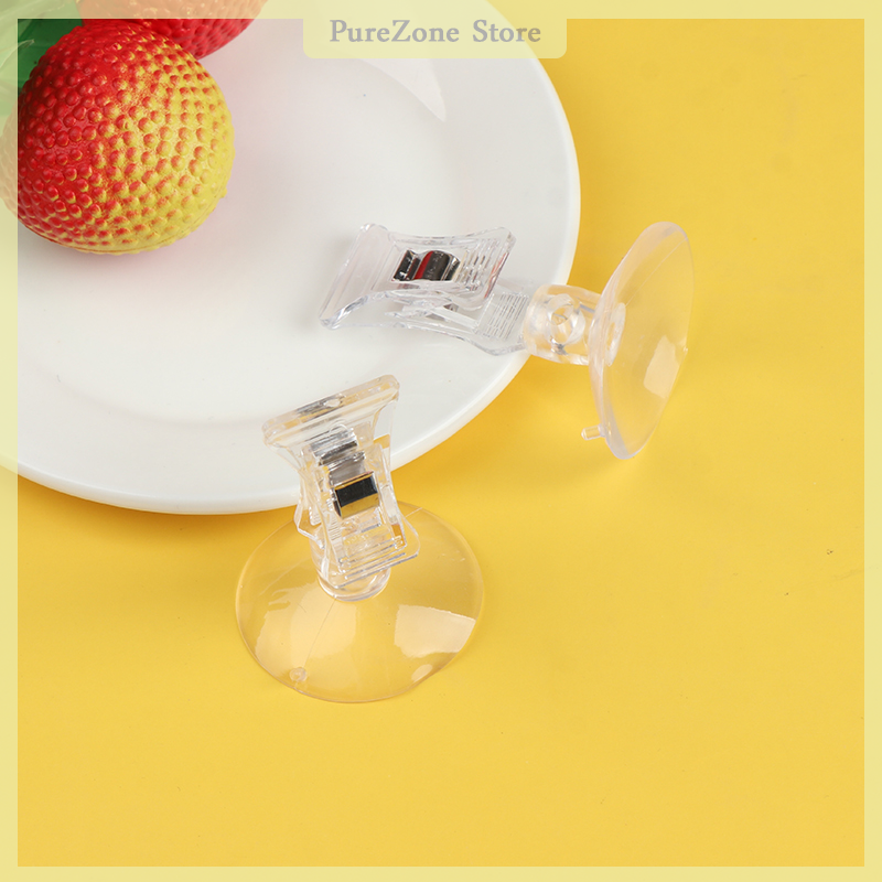 1Pc Clear Plastic Suction Cup Clip Advertising Clip Suction Cup Transparent Clip