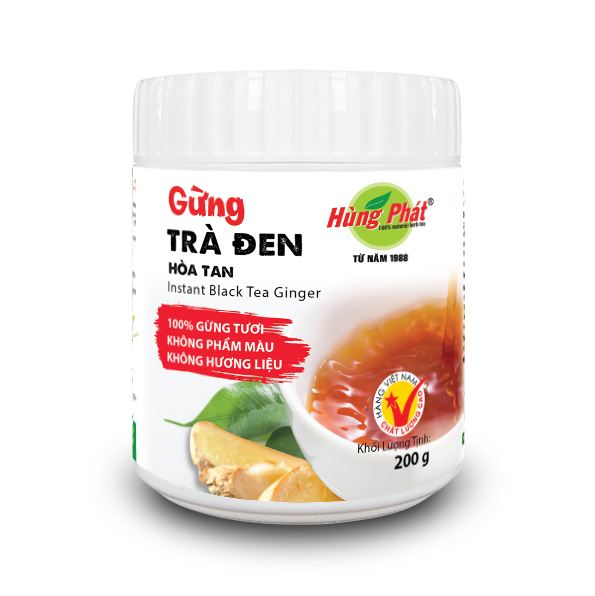 Gừng Trà Đen Hòa Tan 200g - Trà Hùng Phát