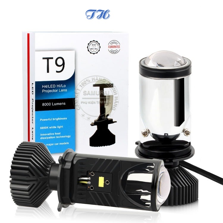 Đèn pha led bi cầu mini t9 mặt cắt đẹp pha siêu sáng gắn xe máy