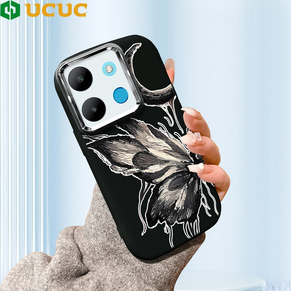 UCUC for Infinix Smart 7 Tecno Spark Go 2023 Pop 7 Pro Back Cover Half a Butterfly Luxury Plating Lens Soft Candy Phone Case. 