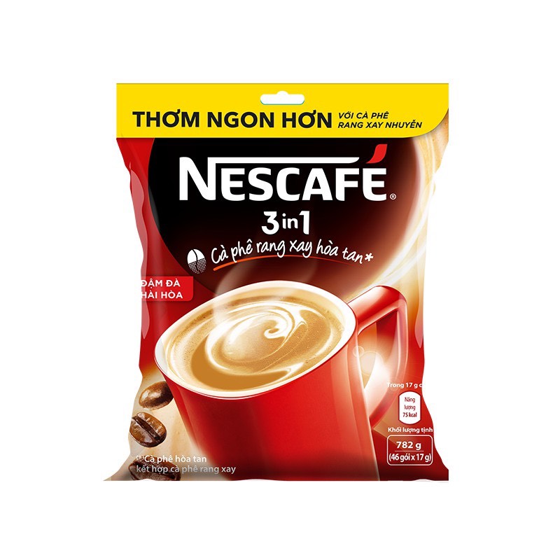 Nescafé 3in1 cà phê rang xay hòa tan đậm vị cà phê (Bịch 46 gói x 17g)