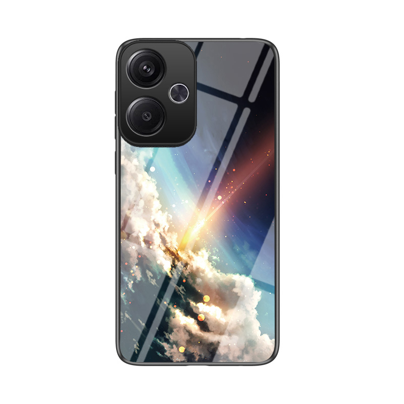For Xiaomi Poco M6 Case Couple Starry Moon Mirroe Glass Protector Meteor Start For Xiaomi Poco M6 4G Back Cover Phone Cases.