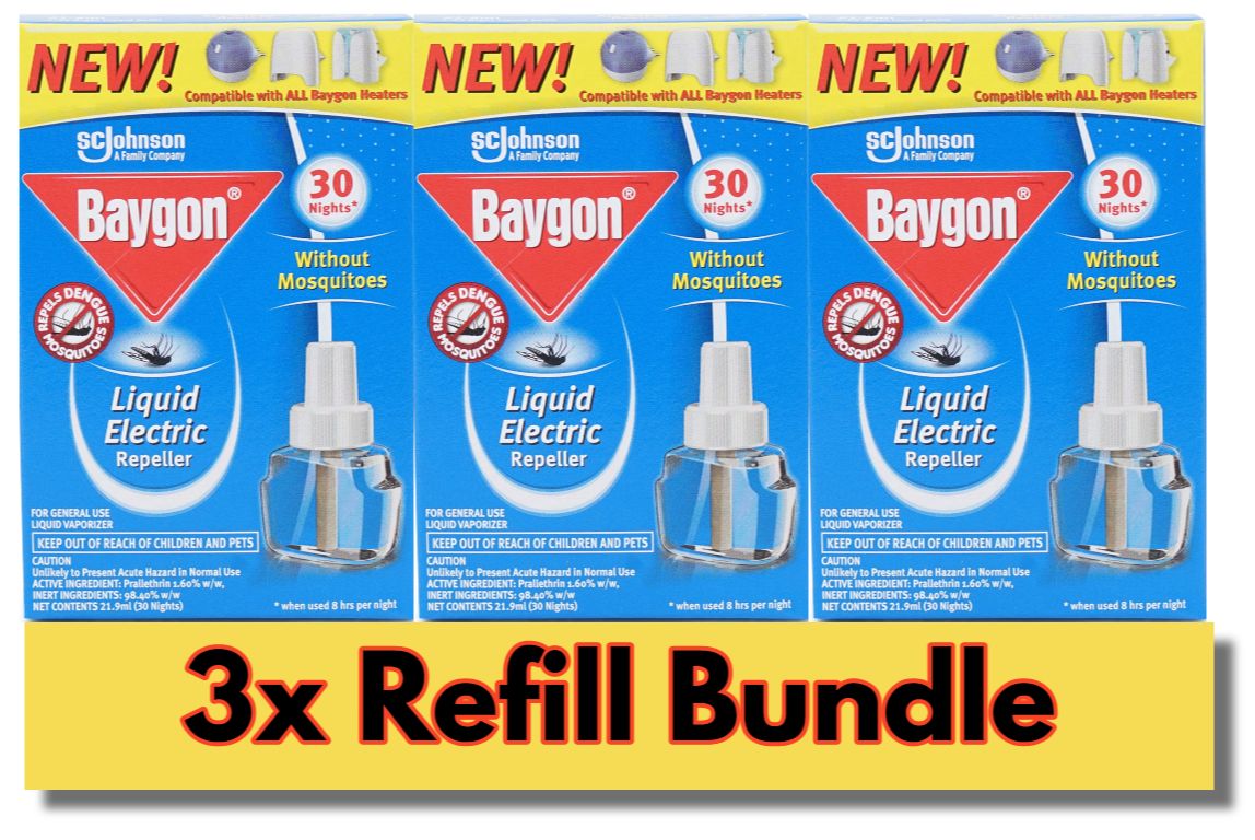 [Bundle of 3] Baygon Electric Liquid Mosquito Repellent Refill 21ml