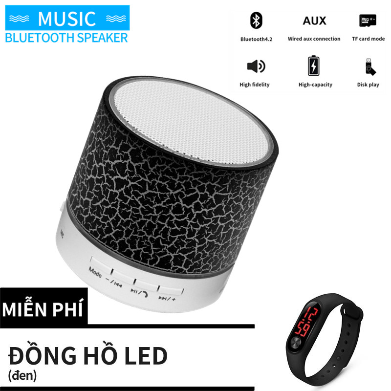 Loa mini bluetooth nháy theo nhạc loa bluetooth mini loa nghe nhạc không gọn có cắm thẻ nhớ, cổng 3.5, usb /đồng hồ led miễn phí