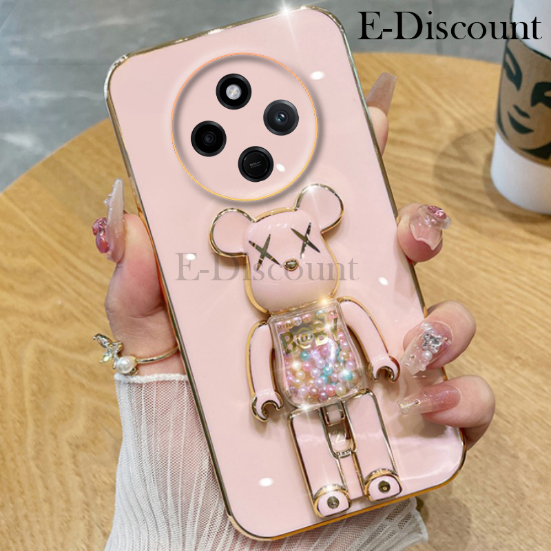 New Phone case Xiaomi Poco C75 Back cover Soft Electroplated Quicksand Hourglass Pellet KWAS Bear silicone shockproof Protector Smooth For Xiaomi Poco C75 case.