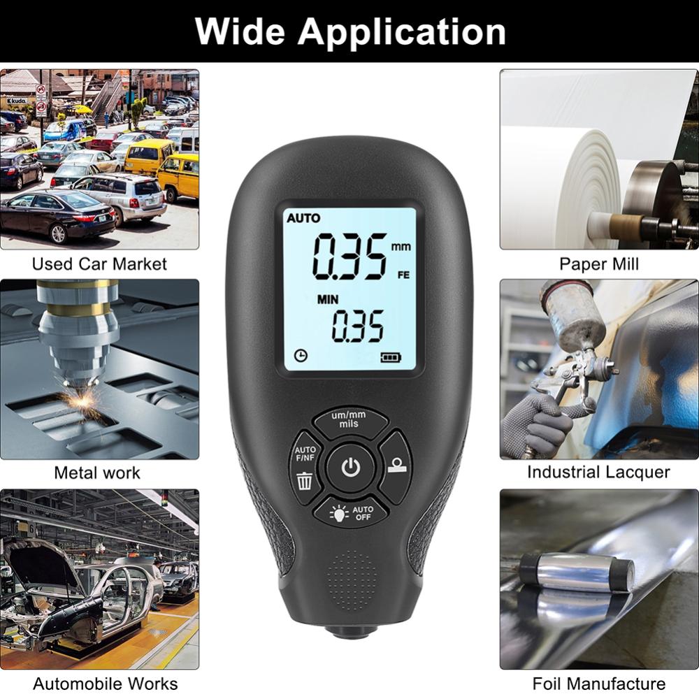 Paint Thickness Tester Automatic Detection Digital Coating Thickness Gauge High-precision Measuring Instruments for Manufacturing Metal Processing