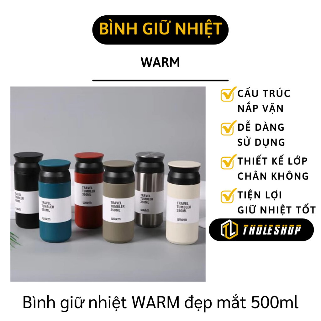 Cốc giữ nhiệt nhiệt - Cốc cà phê giữ nhiệt 304 Warm 500ml - Bình giữ nhiệt coffee Warm 500ml giữ nóng lạnh thích hợp đi làm, dã ngoại