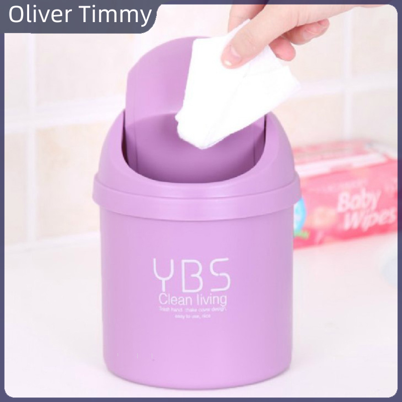 [Oliver Timmy] Desktop Mini Waste Bin Small Trash Can Household With Bins Desk Storage