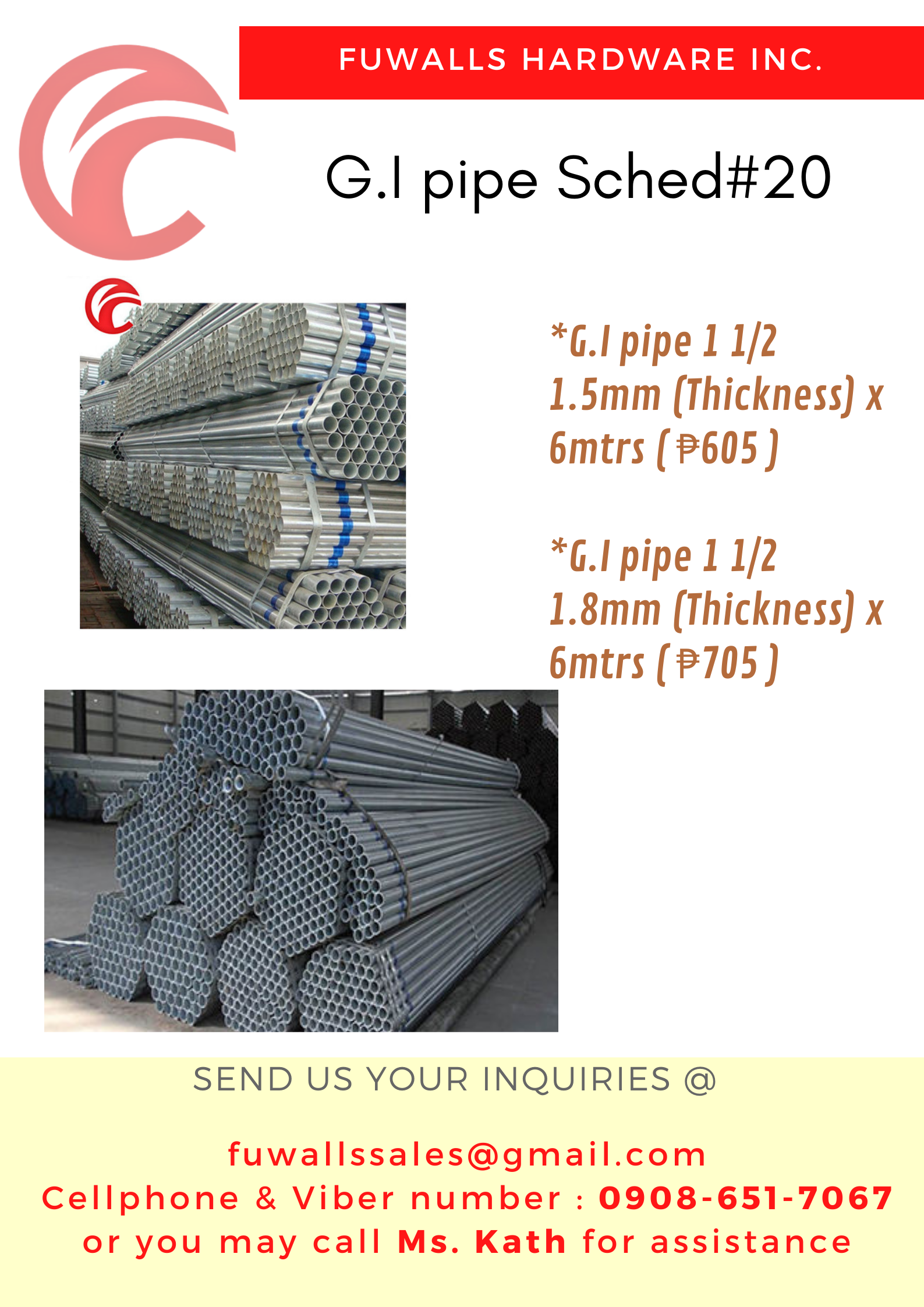 G I Pipe 1 1 2 8kls Schedule 20 Lazada PH