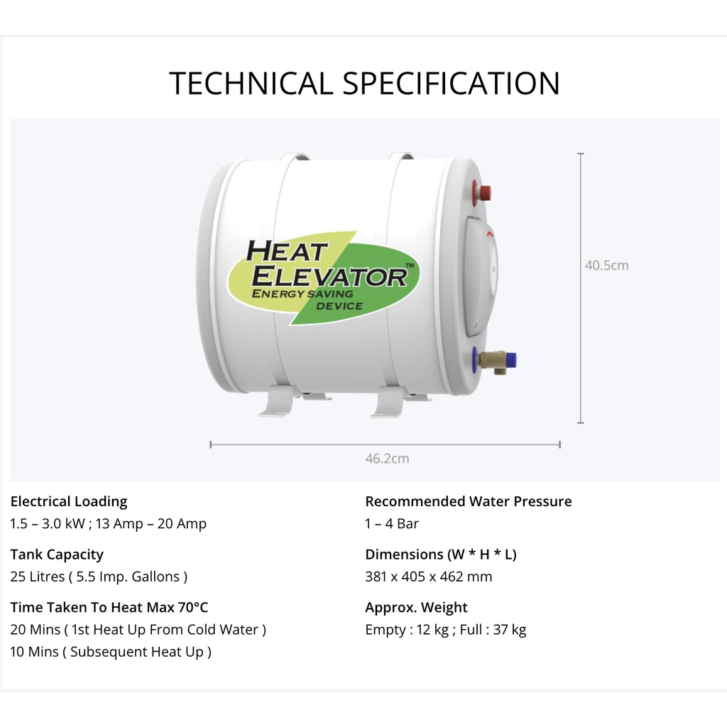 Joven Storage Tank HEAT ELEVATOR Water Heater JSH25HE JSH35HE JSH50