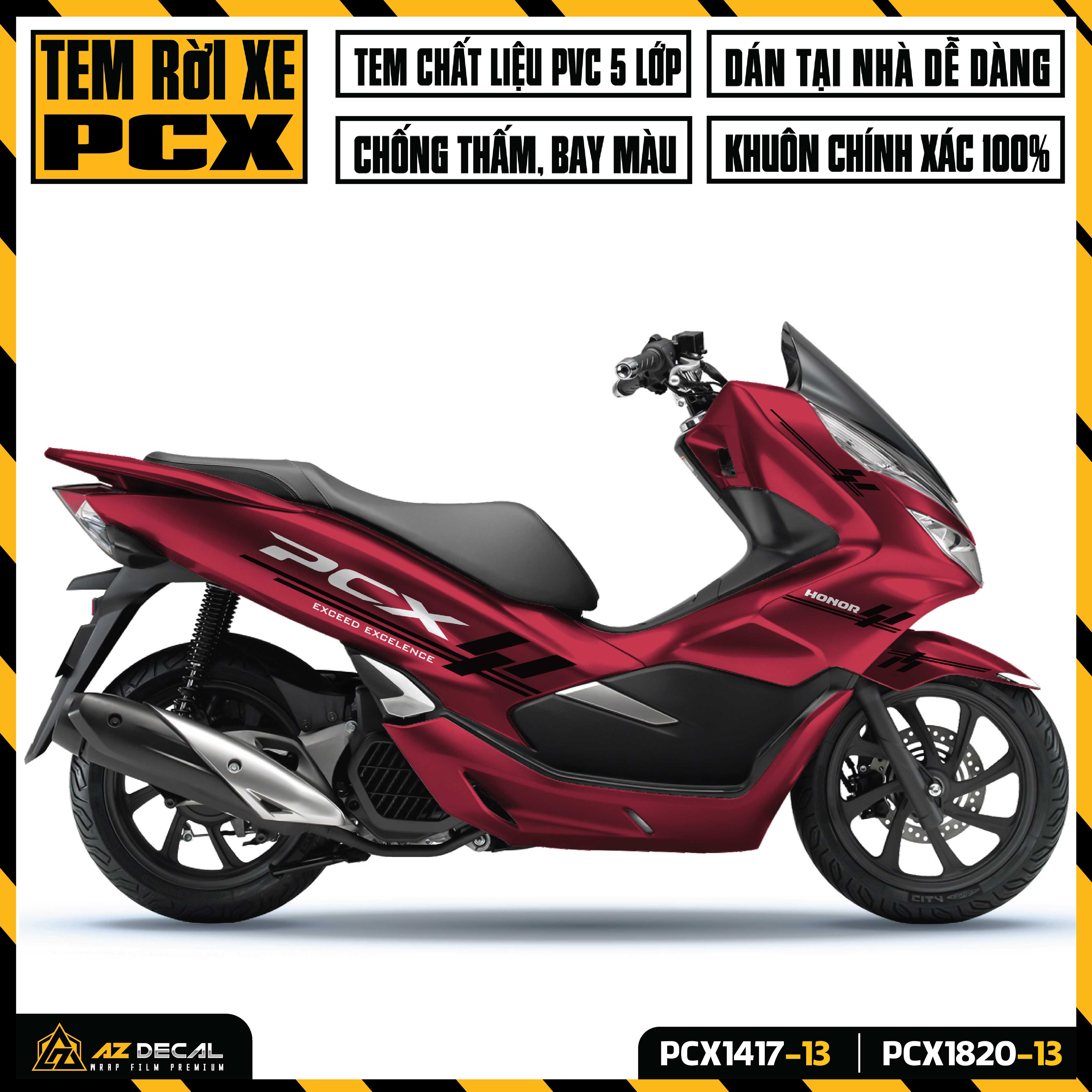 Tem rời dán pcx 2014 - 2020 mẫu exceed excellence | pcx-13 | decal chế dán xe pcx 125 150 160 chống nước, bền màu