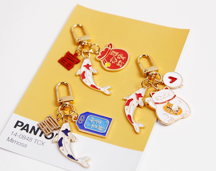 Discount%E3%80%911pc%20Maneki%20Neko%20Koi%20Fish%20Press%20Lucky%20metal%20key%20chain%20bag%20-%20Image%204