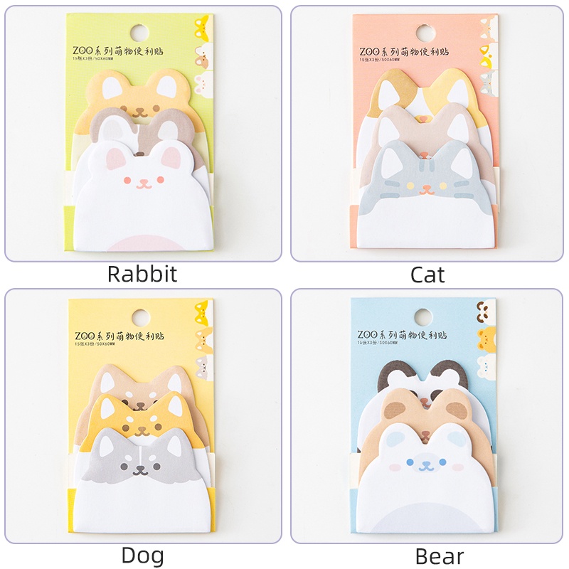 45 tờ dễ thương phim hoạt hình thú cưng phong cách ghi chú dán trường học văn phòng tearable ba mẫu giấy ghi nhớ Bộ