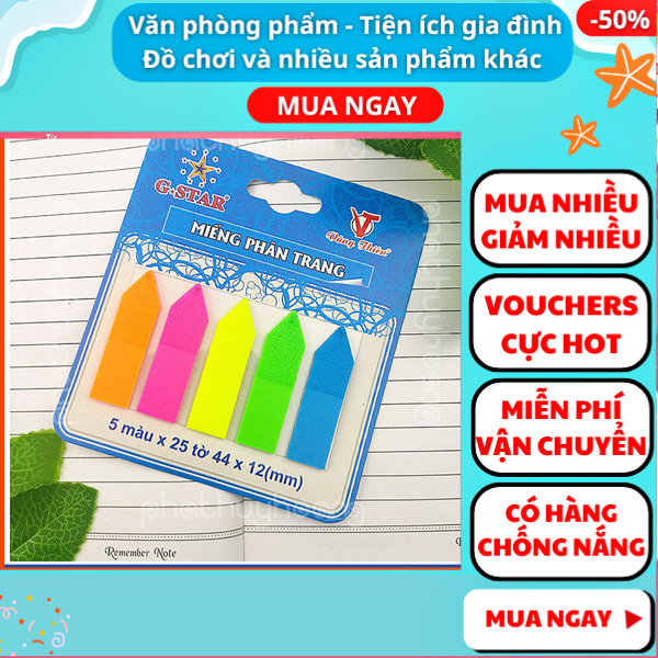 Combo 125 tờ phân trang Gstar , giấy note trang mỗi màu 25 tờ siêu tiện lợi ,️ Giấy note trang ,️ Giấy note đánh dấu trang ,️ Giấy note phân trang ,️ Giấy note giá rẻ , đồ dùng học tập,️ Aplusmart