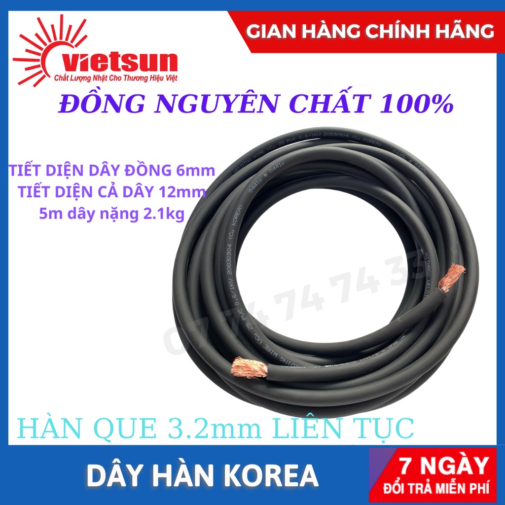 dây cáp hàn 25, dây hàn dùng cho các loại máy hàn
