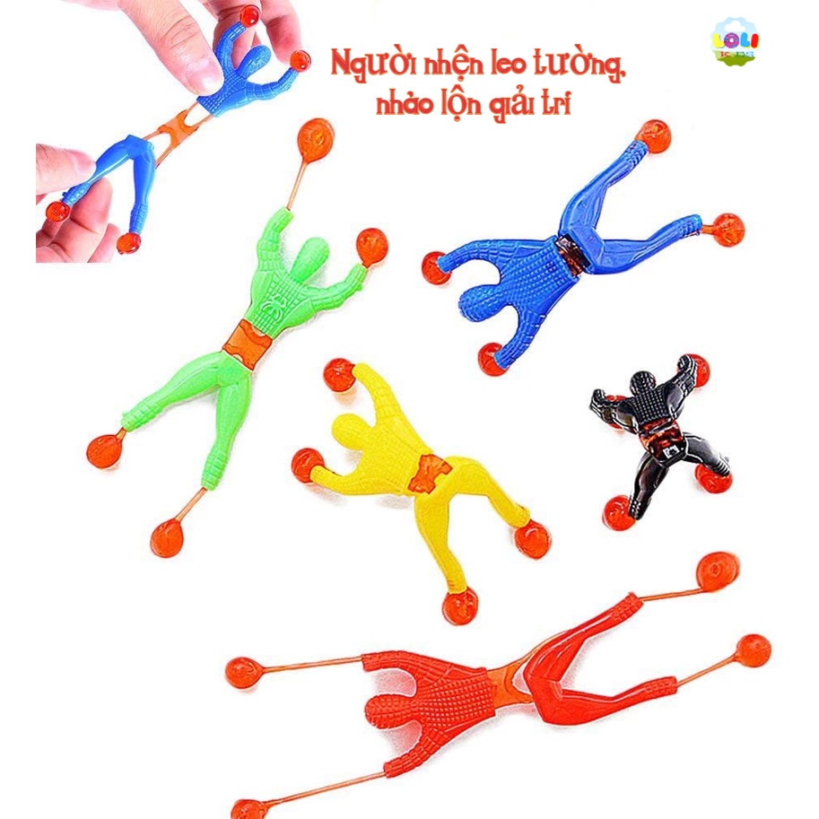 Hình người leo núi, leo tường dính đầy màu sắc. Người nhện bám dính leo tường vui nhộn