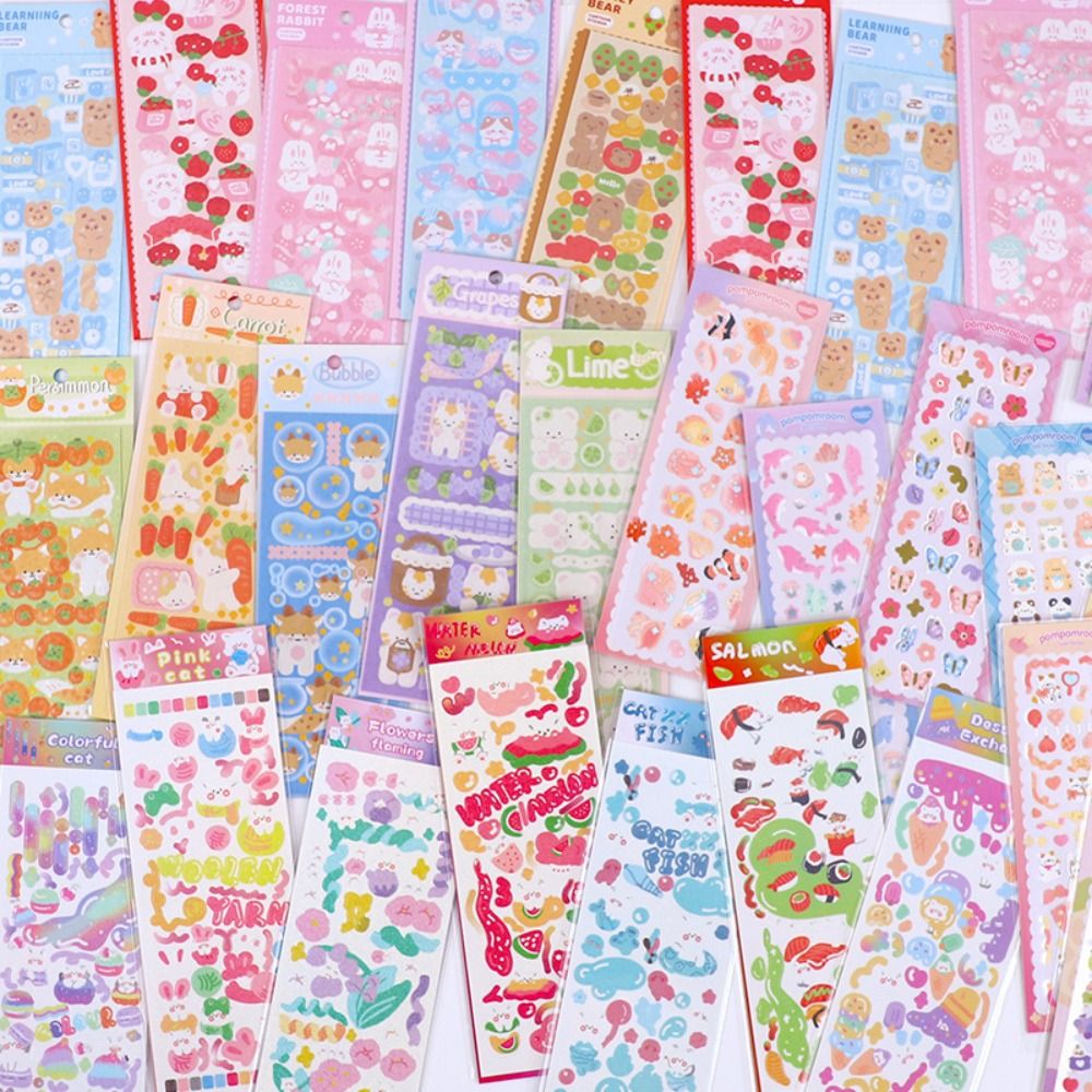 MMLUCK Colour Kawaii Art Decoration Supplies Card Sticker Album Stickers Stationery Stickers Kids Gift Sticker Pack Gu Ka Sticker Set Decorative Sticker Hand Account Stickers DIY Material