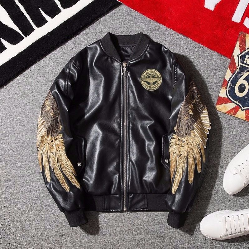 Motorcycle Jacket Golden Angel Wings Bomber Jacket Original Trendy