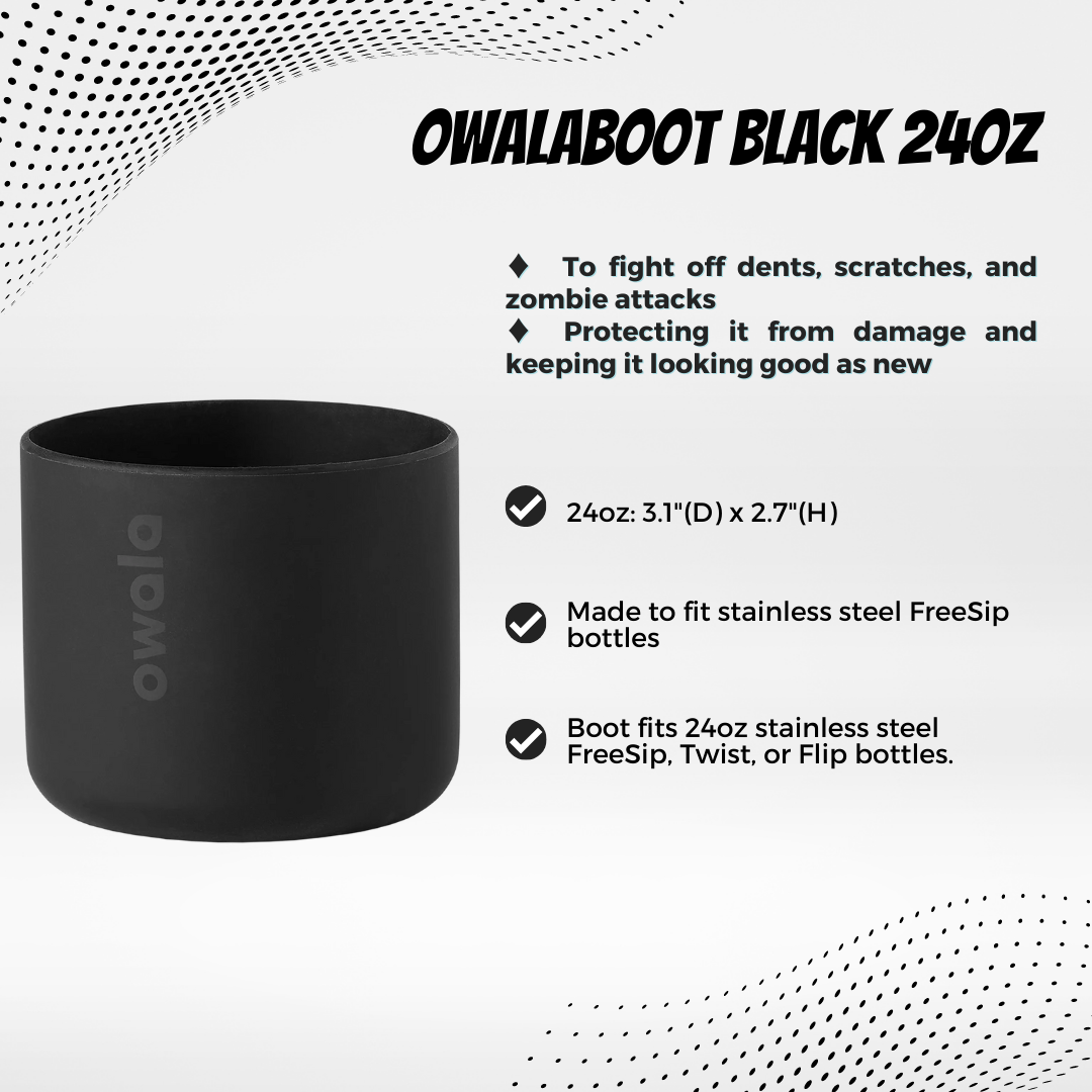 Owala Silicone Water Bottle Boot, Anti-Slip Protective Sleeve for Water  Bottle, Protects FreeSip or Flip Stainless Steel Water Bottles, 24 Oz, Black