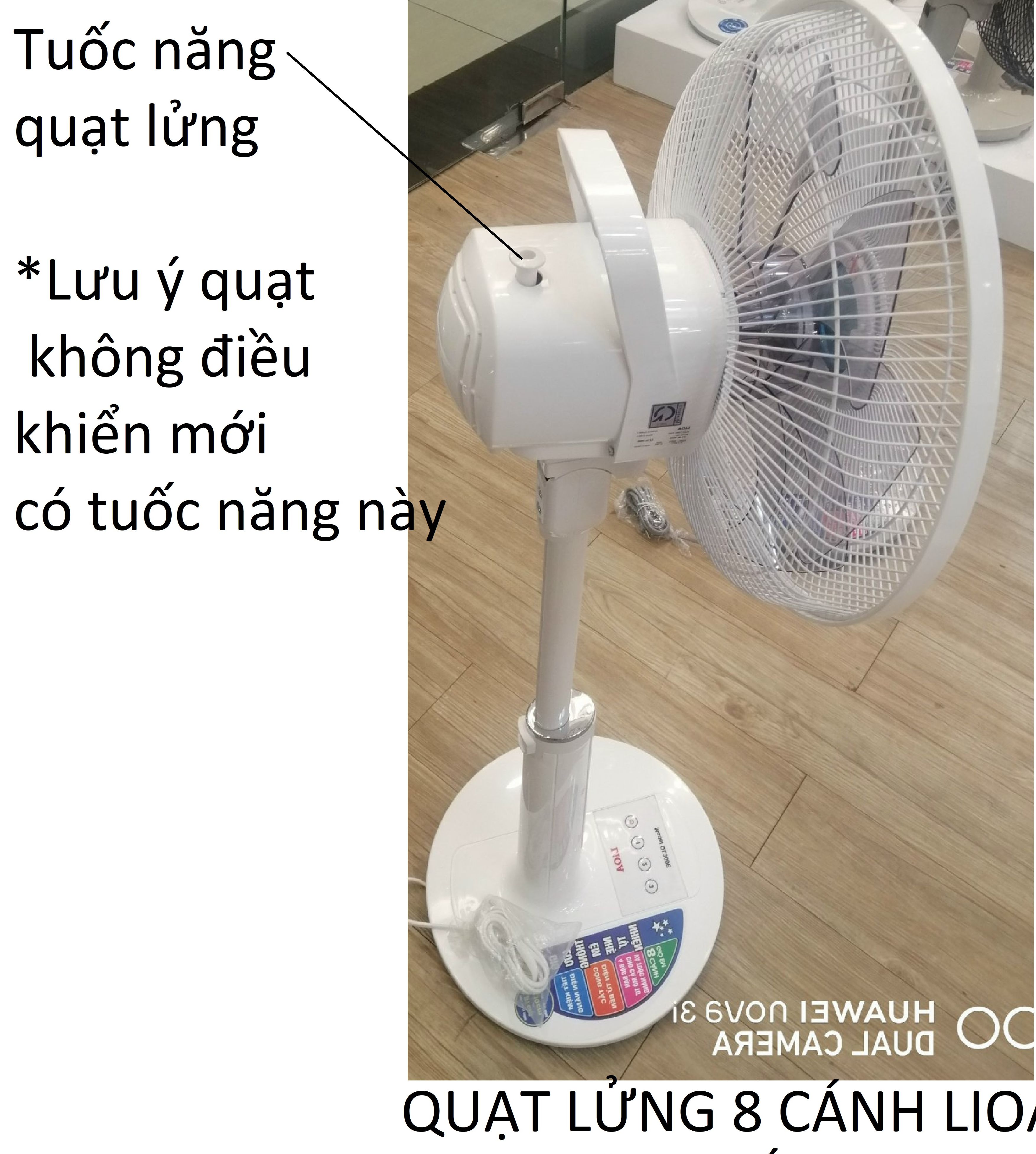 QUẠT LỬNG 8 CÁNH LiOA MÀU TRẮNG .