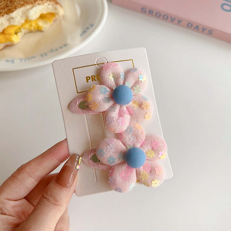 Set 2 kẹp tóc bấm mái đính hoa dễ thương cho bé gái - Kẹp tóc xinh cho bé - Selenshop