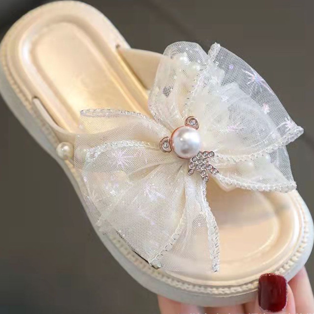 Dép bé gái sandal cho bé nơ ngọc DLG04