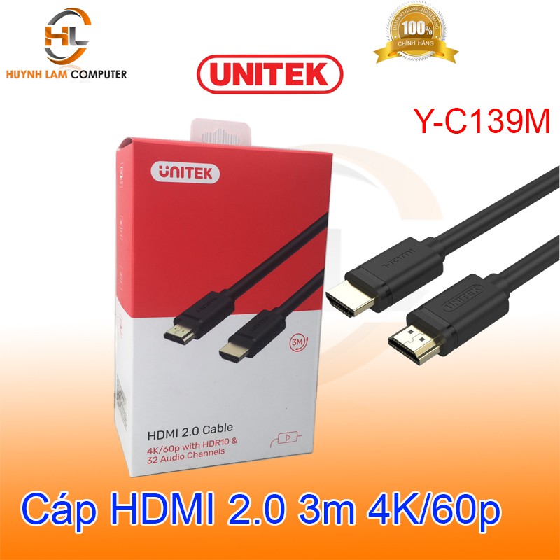 Cáp hdmi unitek 1.5m/ 3m/ 5m/ 10m - hỗ trợ 4k x 2k, chính hãng - cable hdmi