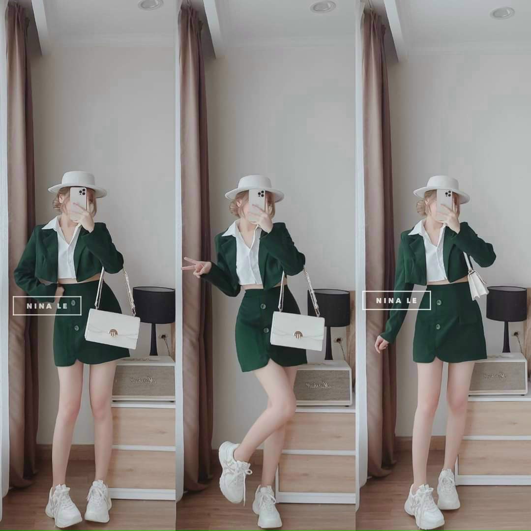 Sét Đồ 3 Món (chân váy có lót) Sang Chảnh