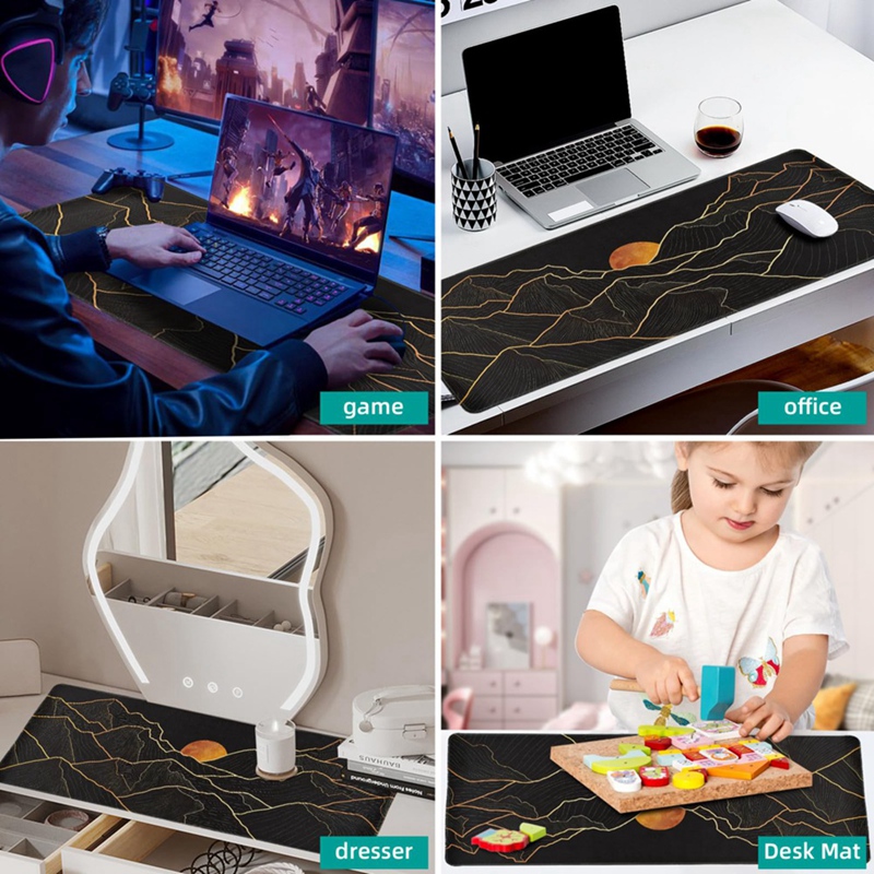 Big Mouse Pad Gaming Mouse Pad Desk Pad Long Computer Keyboard Mouse Mat Mousepad with Non-Slip Base and Stitched Edge