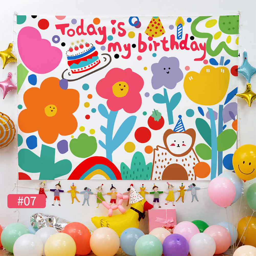 Hittime Ins Hanging Cloth Party Background Happy Birthday Tapestry Decor Cloth Children Room Wall Cute Tapestry Home Decor Photo Props 100*70cm
