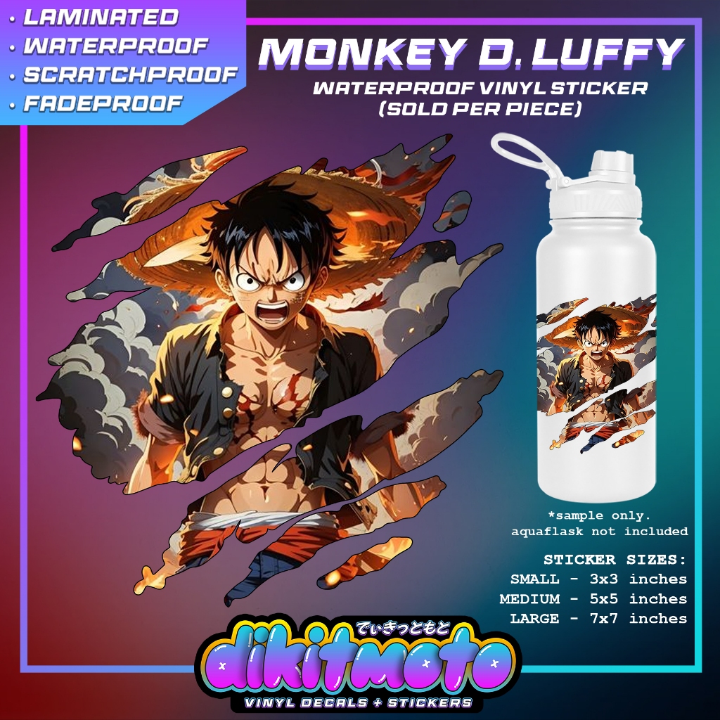 [dikitmoto] Monkey D Luffy #2 Scratch Sticker Waterproof Vinyl Sticker ...