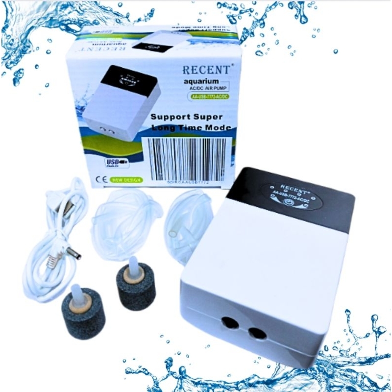 Airpump AQUAMAN / RECENT AA USB 7772 ACDC Aerator Pompa Udara Aquarium Aquascape